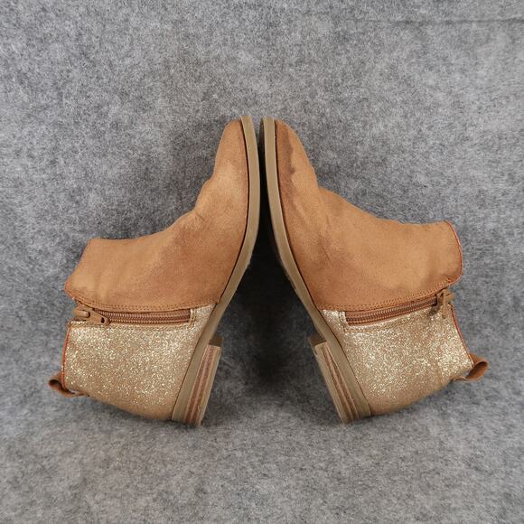 Wonder Nation Shoes Kids 1 Ankle Boots Glitter Brown Zip Bootie Girls Casual - Picture 9 of 11